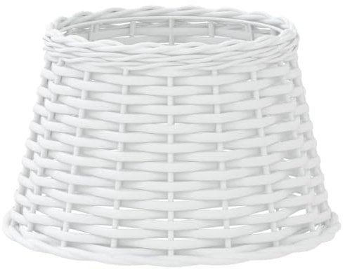 vidaXL Lampenschirm, Deckenlampenschirm für Wohnzimmer Schlafzimmer Esszimmer, Hängelampenschirm mit 1 lackierter Eisenfassung, Deckenlampe Schirm Tischlampe Schirm, Weiß Korbweide