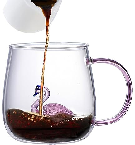 Zankie -Trinkglas Mit Tier Im Inneren – Tasse Mit Niedlichem Tiermotiv Aus Borosilikatglas, Niedliche Tierkaffeetasse Mit Henkel, Geburtstag, Valentinstag, 380 l