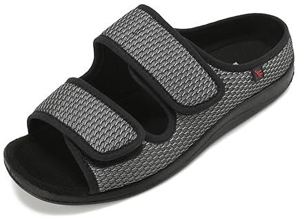 IBLUELOVER Chaussons Diabétiques Hommes Femme Sandale de Rééducation Orthopédique Pantoufle Santé pour Âgées Pieds Enflé Gonflée Chaussures de Marche Réglable Scratch Sandale Eté Antidérapante