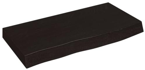 vidaXL Waschtischplatte, Multifunktional Arbeitsplatte mit Naturkante, Waschtischkonsole Tischplatte für Badezimmer, Holzplatte Platte, Dunkelbraun 60x30x(2-6) cm Massivholz Behandelt