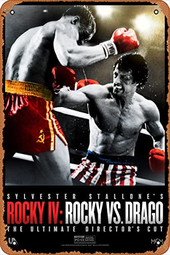 Muecddoa Rocky IV: Rocky Vs. Drago -- Ultimate Director's Cut -- Vintage Metall-Blechschild für Hausbar