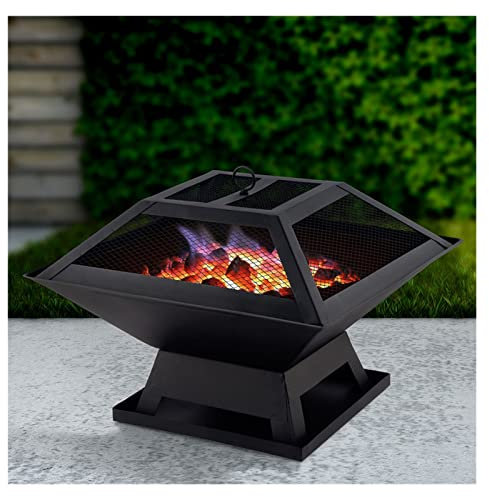 SilteD Quadratischer BBQ-Grill, Außenheizung, Garten-Außenkamin, tragbare Feuerstelle, vertraglich vereinbarter Grill, Kohlenbecken, Holzofen