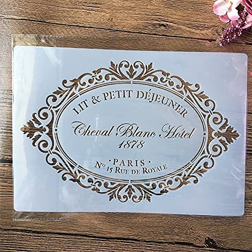 Pochoirs réutilisables pour peinture, format A4, 29 cm, vintage, miroir d'hôtel, pochoirs de superposition pour peinture sur bois, toile, tissu, mur, meubles, décoration d'intérieur