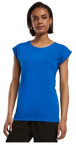 Build Your Brand Damen T-Shirt Ladies Extended Shoulder Tee, lang geschnittenes T-Shirt für Frauen, Baumwolle, Bright Blue, 3XL