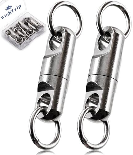 FishTrip Robuste Wirbel, Angelzubehör, 10 Stück, Big Game Bullet Wirbel, Salzwasser, zum Brandungsangeln, Meereswels, Größe 1