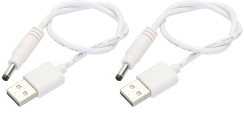 QUARKZMAN Cable de Alimentación USB a DC 0.3 m Cable USB a DC 4.0mm x 1.7mm 5V Blanco para Mini Ventilador Cámara Teléfono Móvil Tableta Dispositivos 2 Unidades