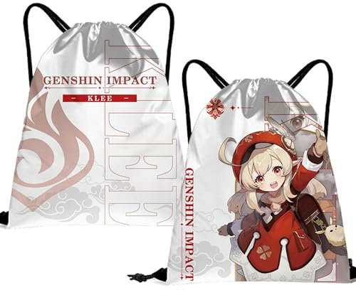 Roffatide Anime Genshin Impact Canvas Kordelzug Klee Rucksack Frauen Männer Sport Outdoor Yoga Tasche Cinch Bag