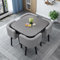 Juego de mesa de comedor redonda/cuadrada con sillas, mesa de conferencia moderna con 4 sillas, set de mesa de cocina de madera, para 4 personas, para recepción, sala de estar/comedor, 80 cm, 9