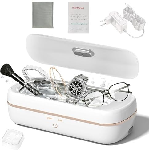 HyAdierTech Nettoyeur à Ultrasons, 350ml Ultrasons Appareil de Nettoyage, 48000Hz Machine de Nettoyage Professionnel avec 2 Modes de Nettoyage, pour Montres Bijoux Collier Montre Pièces Outil