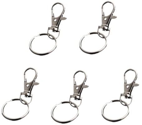5 Pcs Key Chain Hooks with Key Rings, Detachable Swivel Keychain Small Lobster Clasps, Premium Metal Snap Hook Key Ring for Key Split Ring, Keychain Making Accessory for DIY Crafts, Jewelry Making