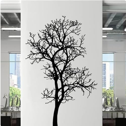Sticker mural branche d'arbre autocollant mural bureau autocollant mural chambre décoration d'intérieur, noir, 120 cm de haut x 77 cm de large