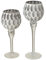 ReWu Windlicht 2er-Set Minou Glaskelch Teelichthalter Kerzenhalter Weiß Grau Windlichthalter Glas Metallic Deko Wohndekoration