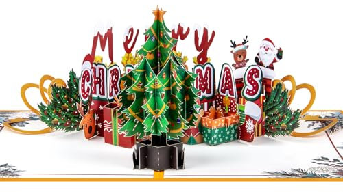 GREETING ART Weihnachtskarten, Weihnachtskarten Pop Up, Weihnachtsbaum Karte, Weihnachtskarten Frohe Weihnachten, Geschenk für Weihnachten