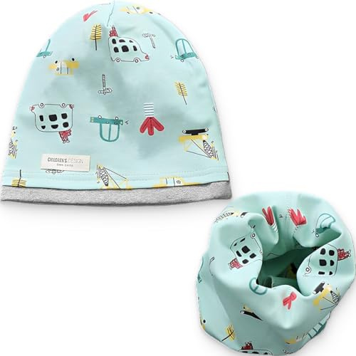 ZEPIQOR enfants garçons filles bonnet écharpe tube set -avec ou sans non-tissé - 95% coton - matériau doux stretch & entretien facil - printemps été automne hiver