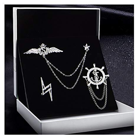 broschennadeln für Damen, herrenbrosche, anstecknadel mit silberner hängekette, brosche für Karriere, Anzug, Smoking oder Hemd, Krawatte, mütze, schal für Freund, Vater, Geburtstag, modische broschen