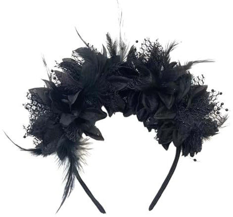 Hanraz Kopfschmuck, Haarschmuck 20Er Jahre Damen, Vintage Haarbänder Schwarze,1920S Damen Feder Stirnband Accessoires Pfau Kostüm Haarreifen Für Fasching Karneval Zubehör