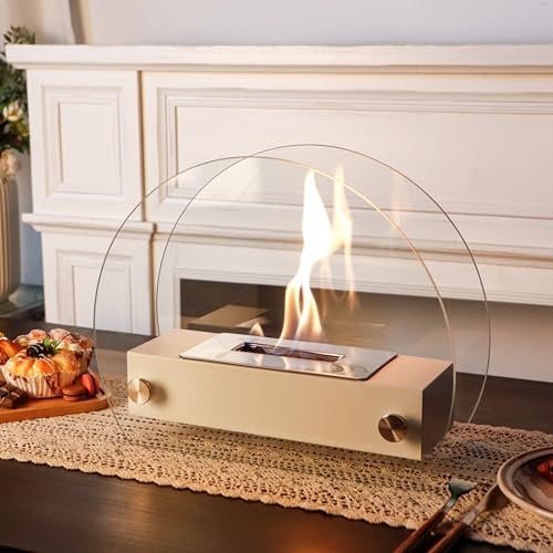 JHY DESIGN Camino portatile lungo 35 cm, pulito, bruciante bio-etanolo, senza grilletto, per decorazione della casa, interni ed esterni, soggiorno, giardino, terrazza, feste, eventi (bianco)