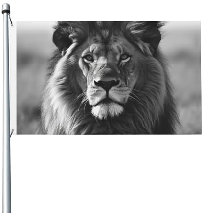 90 x 152 cm große Flagge, doppelseitig, für drinnen und draußen, afrikanischer Löwe, schwarz-weiß, Willkommensbanner für Garten, Haus, Urlaub, Heimdekoration, Gartenflagge