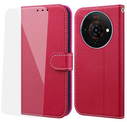 NP-Caser Case for ZTE Blade A76 - Premium Leather Folio Flip Cover | Magnetic Closure | Kickstand | Money and Card Holder Wallet | Compatible with ZTE Blade A76 case Red