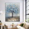 Leinwand Bilder Retro-weißer Blumenbaum Bild auf Leinwand Poster Französischer Landhausstil Hochwertige Wandbilder für Wohnzimmer Schlafzimmer Heimbüro Wanddekoration 20L x 30B cm, Grau Blau