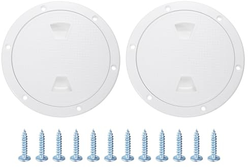 sourcing map 2Pcs Boat Hatch, 6 Round Non Slip Plate Inspection Deck Access Hatch & Lid, Detachable Cover with Screws for Marine Boat Yacht Ships, White