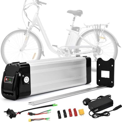 WJYTDHIQS Batteria Bici Elettrica agli ioni di Litio Pedelec, 36V 10AH Argento, Batteria Rimovibile Bicicletta Batteria di Ricambio 2 Pin, per 1000W 250W Motore E-Bike