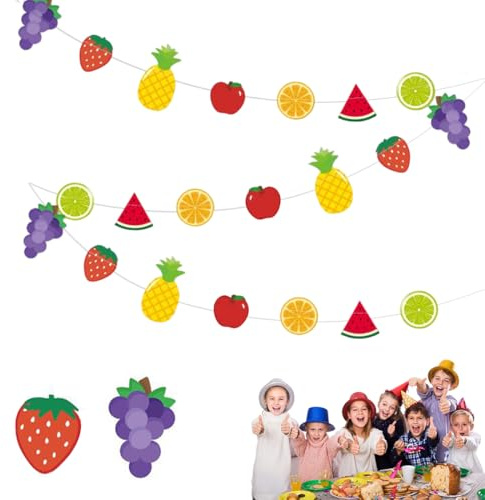 GHPKOTW 1 Fruchtgirlande, Obst Banner, Partydekoration, Sommer Deko, Geburtstagsdekoration, Hawaii Party Deko, Tropische Früchte Girlande, Wimpelkette Für Hochzeiten, Feste, Indoor Und Outdoor