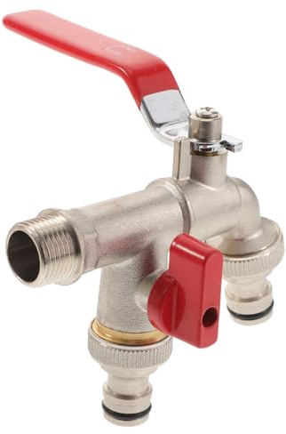 FUTUREORYY Doppelwasserhahn Elegantes Design 1/2 Zoll für Waschmaschine aus Messing und Leicht zu Reinigen mit Kratzfester Oberfläche Roter Wasserhahn mit Dualem Auslauf