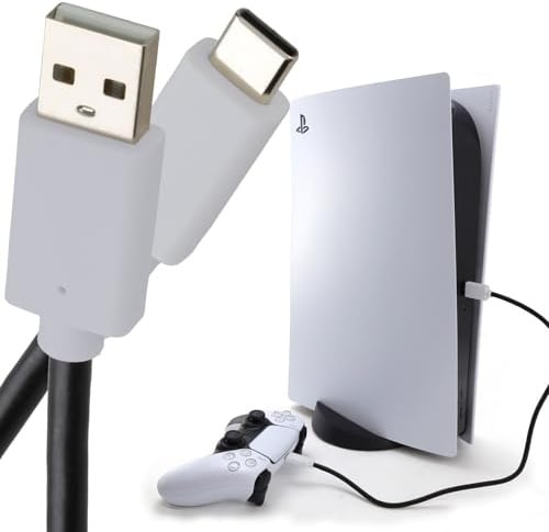 kenable USB C Fast Charging Cable for PS5 Controller 3A 20AWG Pure Copper TPE Flexible Lead White 2m