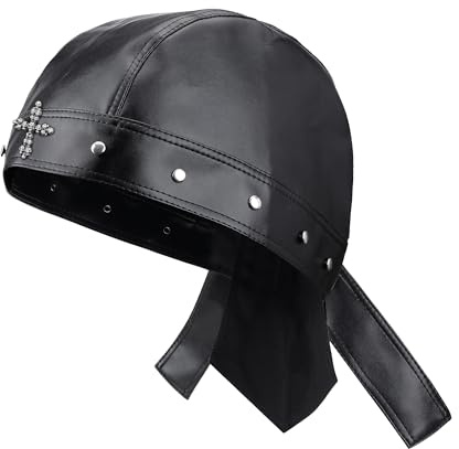 Eigso Punk Biker Cap für Männer Frauen Bike Leder Bandana für Motorrad