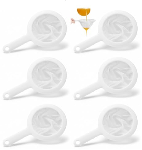 HMCEY 6 Pezzi Filtro a Setaccio 80/100/120/200/300/400 Mesh,Colino da Cucina Maglia Fine,Filtro Alimentare per Liquidi,Rete per Filtri con Manico,Fine Mesh Strainer per Caffè, Succhi, Olio - Bianco