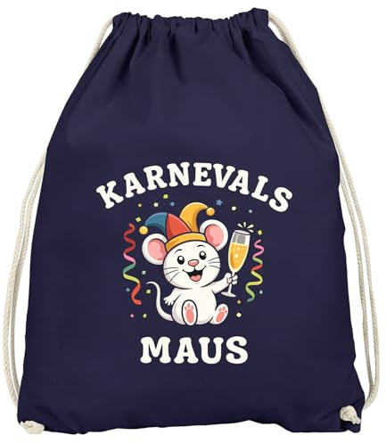 MoonWorks® Turnbeutel - Comic Karnevalsmaus - Accessoires Fasching Gadgets Spruch lustig Faschingsartikel Tasche Gymbag Navy unisize