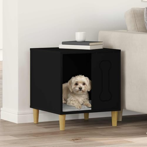 Mokuyary Hundehütte Schwarz 44 x 42 x 49 cm Holzwerkstoff, Hundehaus Hundehütte, Hundelaufstall Welpenlaufstall
