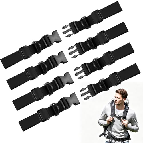 Shengxi 4 Stück Verstellbarer Brustgurt Rucksack, Brustgurt Nachrüsten rutschfest Rucksackriemen Nylon Mit Schnellverschluss, Allzweck Heavy Duty Schultergurte für Joggen Wandern Klettern Reisen