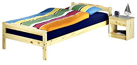 IDIMEX Massivholzbett Einzelbett Tagesbett Jugendbett Gästebett Bettgestell Moritz, Kiefer, 90x200cm Natur lackiert
