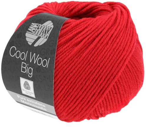 LANA GROSSA Cool Wool Big | Extrafeine Merinowolle waschmaschinenfest und filzfrei | Handstrickgarn aus 100% Schurwolle (Merino) | 50g Wolle zum Stricken & Häkeln | 120m Garn FB 648