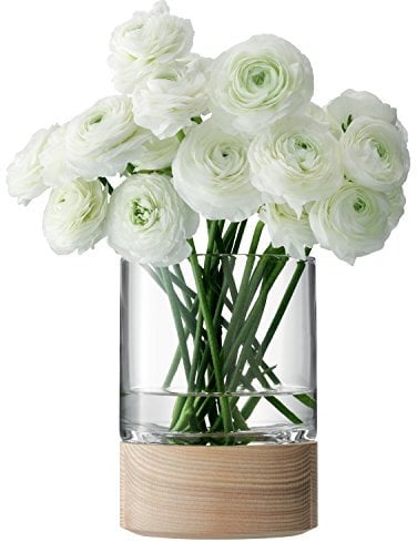 LSA Vase/Laterne Lotta mit Eschenfuß 18 cm, ash, Clear, 5.1 inches