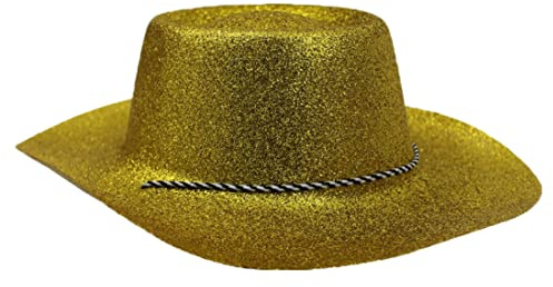 Cowboy-Hut mit Glitzer, groß, modisch, Verkleidung, Junggesellinnenabschied und Junggesellenabschied, ILFD1022-GD, Gold, ILFD1022-GD