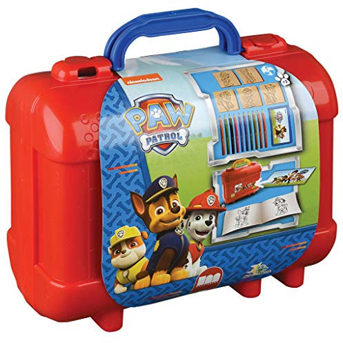 Multiprint Valise Travel Set Paw Patrol Boy, Made in Italy, Livre de Coloriage, avec Puzzles et Crayons, Tampons Enfants, en Bois et Caoutchouc Naturel, Encre Lavable Non Toxique, Idée Cadeau, 42903