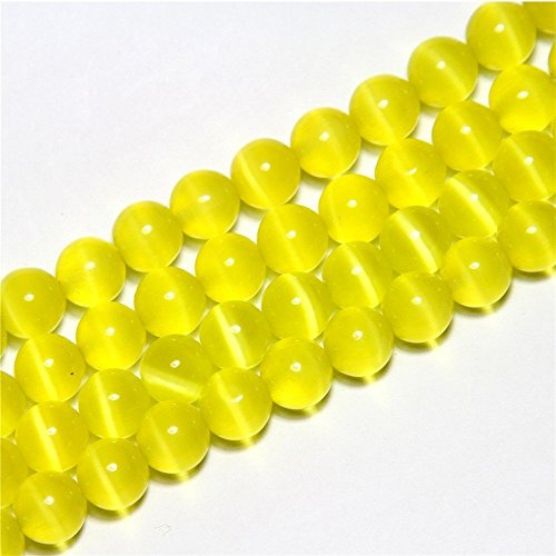 6mm Yellow Cat Eye Beads Round Semi Precious Gemstone Loose Beads for Jewelry Making (63-66pcs/strand)