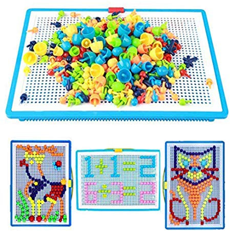 YJZQ Puzzle Mosaique Jeu De Mosaïques Jeu Manufacture 290pcs en Forme Clous champignon Jeu Educatif DIY Cadeau Garçon Fille Age 3-8 Ans