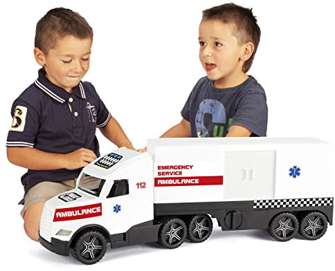 Wader 36210 - Magic Truck Ambulanz-Einsatzfahrzeug mit Seitentür, ab 3 Jahren, ca. 79 cm, ideal als Geschenk für kreatives Spielen