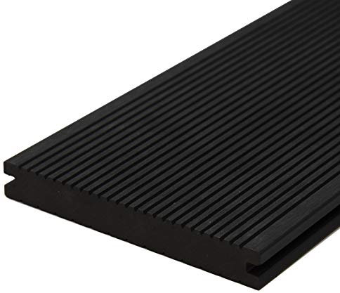 HORI WPC Terrassendielen Komplettset Massiv | | Splitterfrei & witterungsbeständig | Inkl. Unterkonstruktion & Befestigungsset | Fläche: g 14 m² I 4200 mm Dielenlänge I Anthrazit