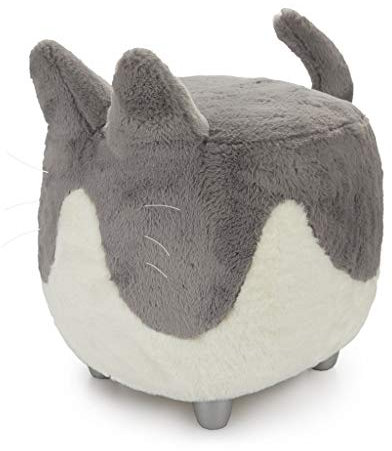 balvi Schemel Le Minou Weiß Grau Farbe Cat förmigen Fußstützen Weichholz Beinen Holz/Polyester 42x36x