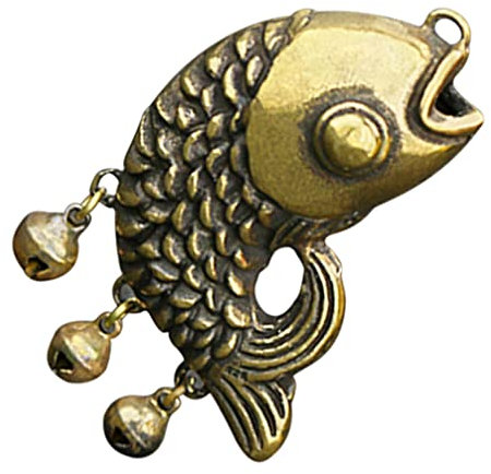 Amosfun Metall Tier Charme Antike Retro Stil Fisch Geformt Anhänger mit Glocke Tasche Geldbeutel Hängen Ornament für Kinder Erwachsene