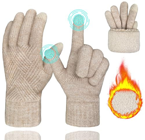 ehsbuy Winter Handschuhe Damen Touchscreen Fleece, Warme Kaschmir Dicke Strickhandschuhe Wollhandschuhe Thermohandschuhe Outdoor Sport Geschenke für Herren und Damen