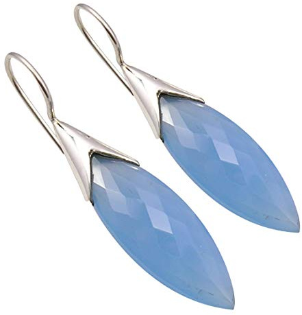 SilverStarJewel Marquise 10 x 26 mm Chalcedon Ohrringe 4,3 cm 925 Sterling Silber