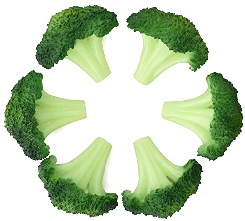 Hagao Fake Broccoli Slice Artificial Vegetables Simulation Plastic Lifelike for House Kitchen Party Pub Decoration Cabinet Ornament 6 pcs