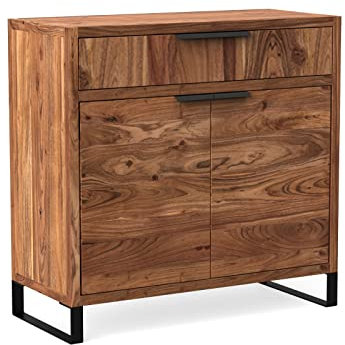 Woodkings Sydney Flur Kommode I BxHxT: 93x90x41 cm aus massiv Holz Akazie I Flurmöbel Schuhschrank I Holzkommode 2türig mit Schubkasten