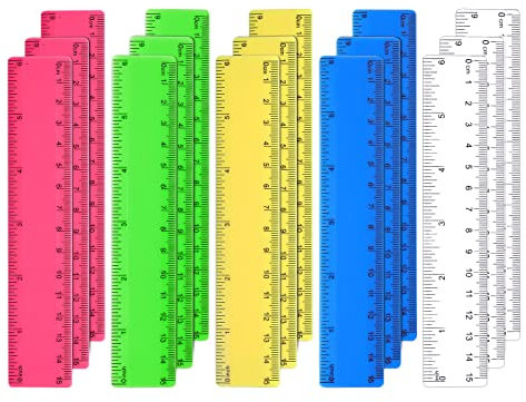 AIEX 15 Stück Farbiges Transparentes Lineal, 15 cm 6 Zoll Gerades Lineal mit Zentimetern und Zoll Plastiklineale für Schule Klassenzimmer Zuhause Büro (Verschiedene Farben)